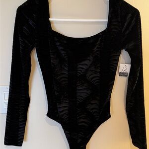 Elegant Black Velvet Bodysuit
